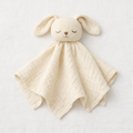 Naya Baby soft muslin sleep comforter soother toy cream bunny white linen flat lay