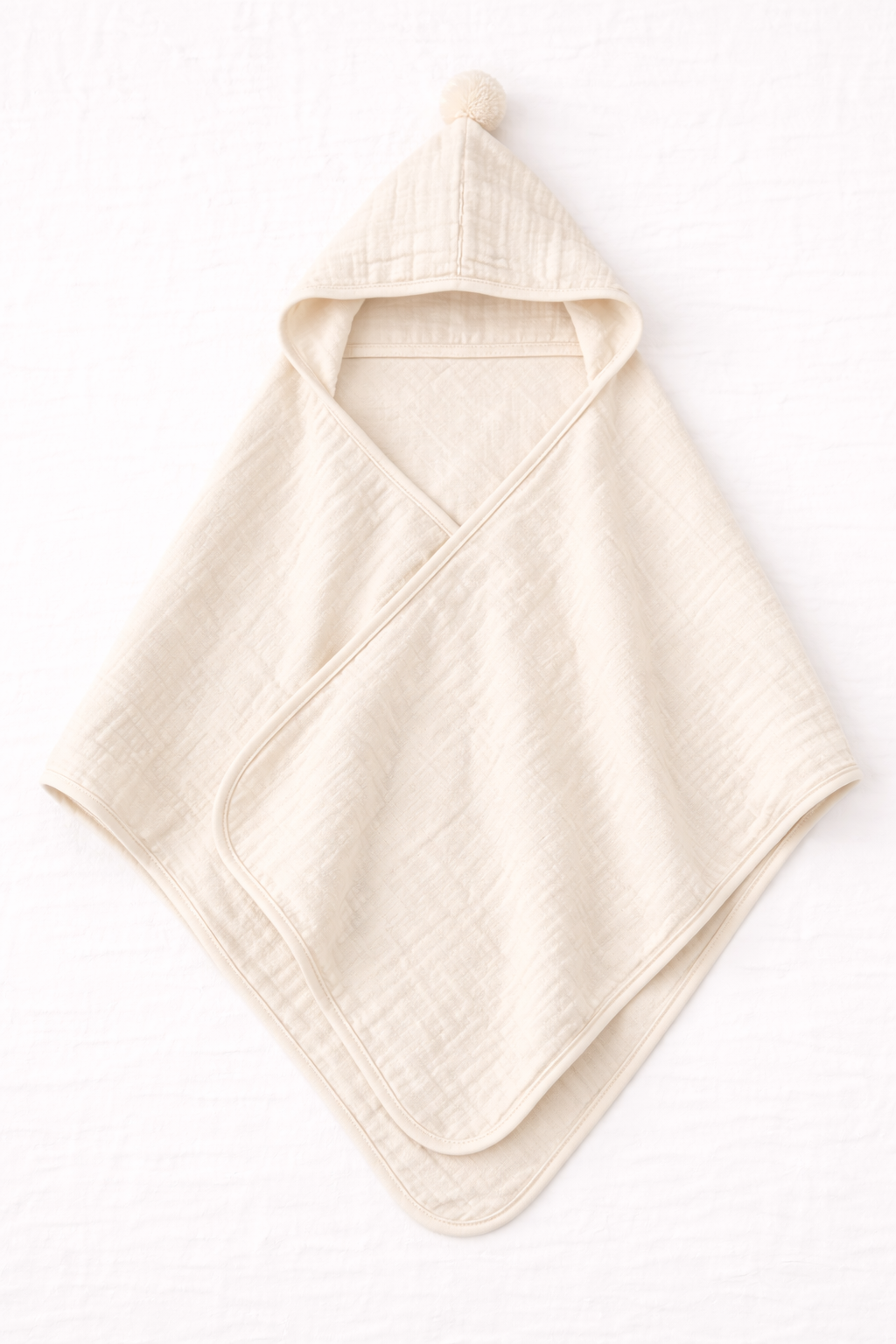 Naya Baby organic muslin hooded baby towel bamboo cotton cream hood up white surface