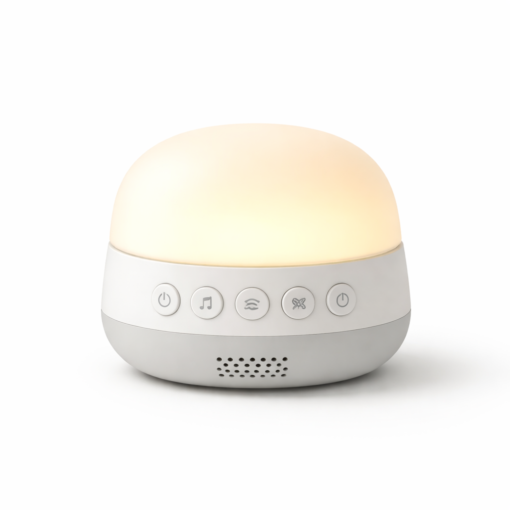 Naya Baby white noise machine and night light 2-in-1 sleep aid white studio background