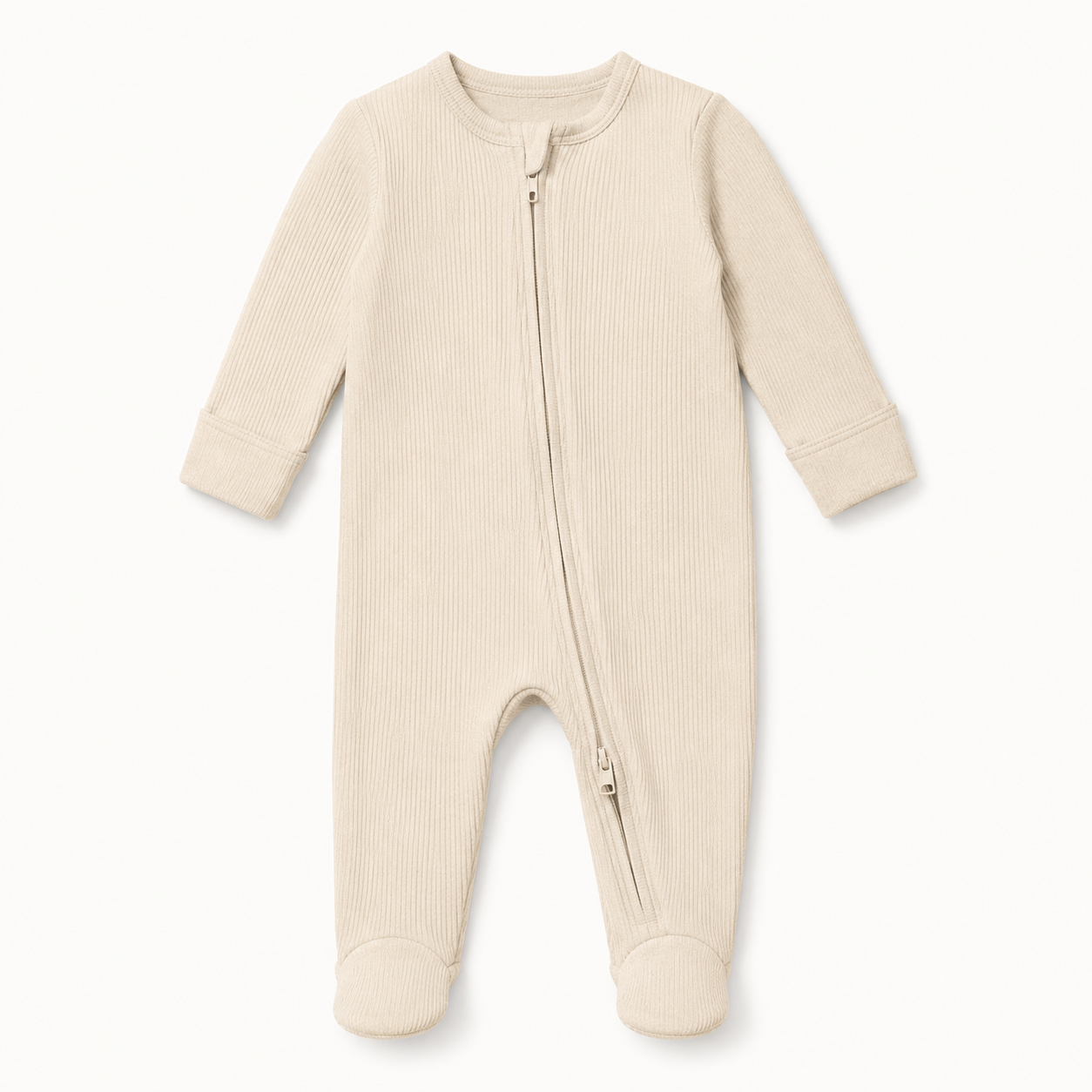 Ribbed Zip Baby Sleepsuit | Two-Way Zip