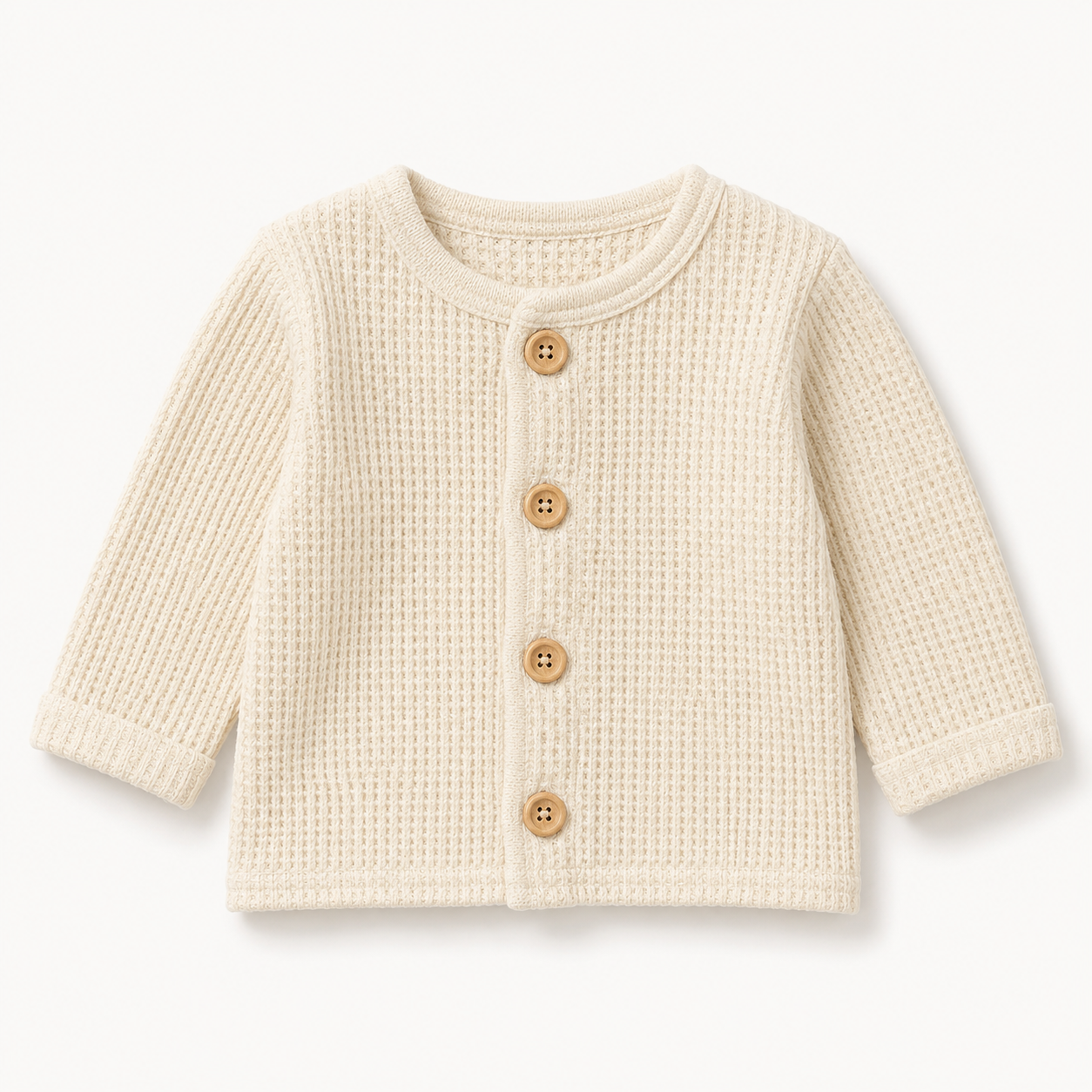 Waffle Knit Baby Cardigan | Button Front