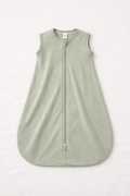 Naya Baby bamboo baby sleep sack 0.5 TOG sage green zip detail white linen flat lay