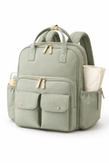 Naya Baby waterproof nappy changing backpack sage green insulated bottle pocket white background